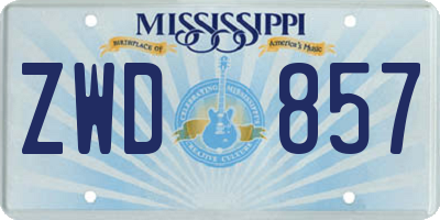MS license plate ZWD857