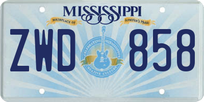 MS license plate ZWD858