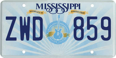 MS license plate ZWD859