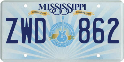 MS license plate ZWD862