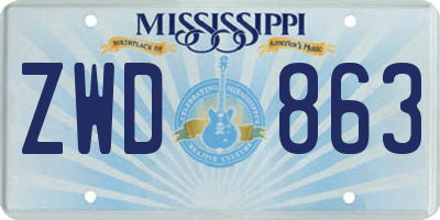 MS license plate ZWD863
