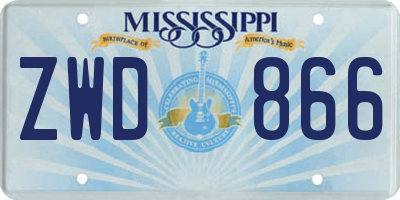 MS license plate ZWD866