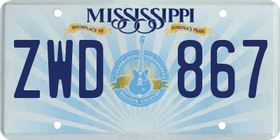 MS license plate ZWD867