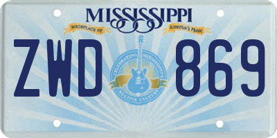 MS license plate ZWD869