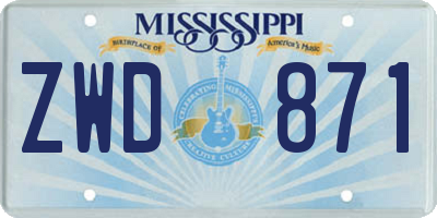 MS license plate ZWD871