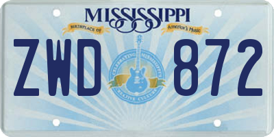MS license plate ZWD872