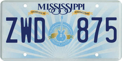 MS license plate ZWD875