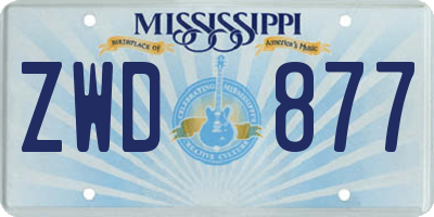 MS license plate ZWD877