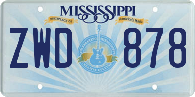 MS license plate ZWD878