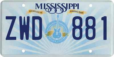 MS license plate ZWD881