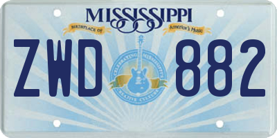 MS license plate ZWD882
