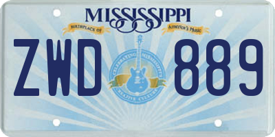 MS license plate ZWD889