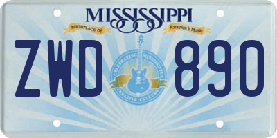 MS license plate ZWD890