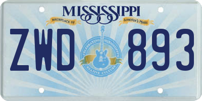 MS license plate ZWD893