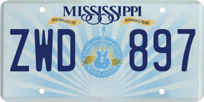 MS license plate ZWD897