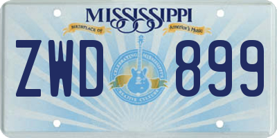 MS license plate ZWD899