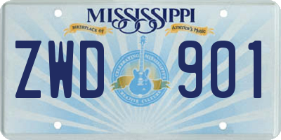 MS license plate ZWD901