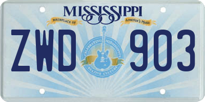 MS license plate ZWD903