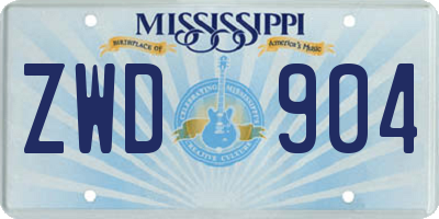 MS license plate ZWD904