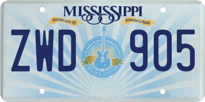 MS license plate ZWD905