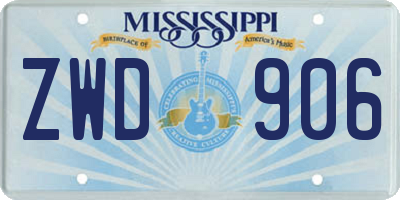 MS license plate ZWD906