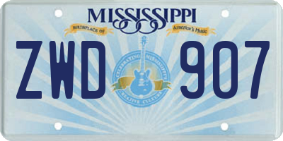 MS license plate ZWD907
