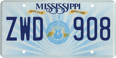 MS license plate ZWD908