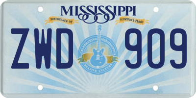 MS license plate ZWD909