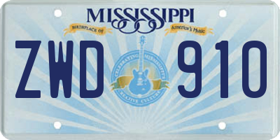 MS license plate ZWD910