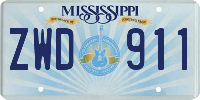 MS license plate ZWD911