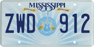 MS license plate ZWD912