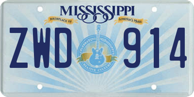MS license plate ZWD914