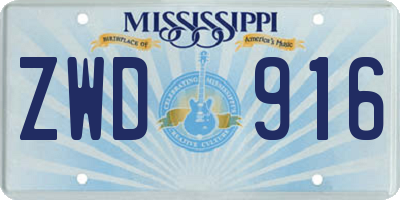 MS license plate ZWD916