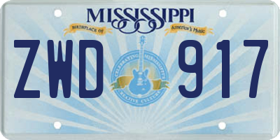 MS license plate ZWD917