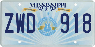 MS license plate ZWD918
