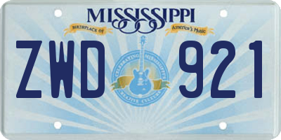 MS license plate ZWD921