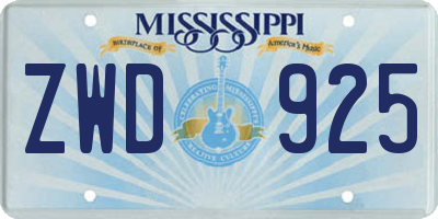 MS license plate ZWD925
