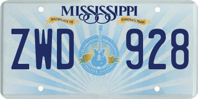 MS license plate ZWD928