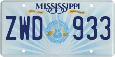 MS license plate ZWD933