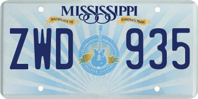 MS license plate ZWD935