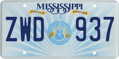 MS license plate ZWD937