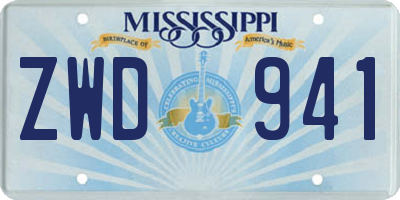 MS license plate ZWD941