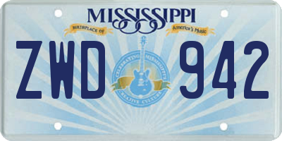 MS license plate ZWD942