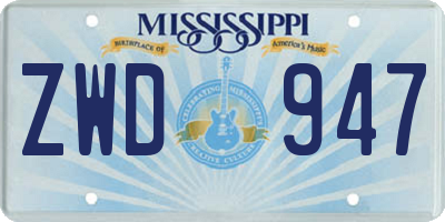 MS license plate ZWD947
