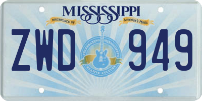 MS license plate ZWD949