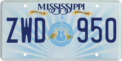 MS license plate ZWD950