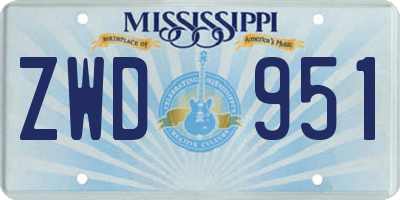 MS license plate ZWD951