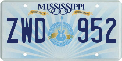 MS license plate ZWD952