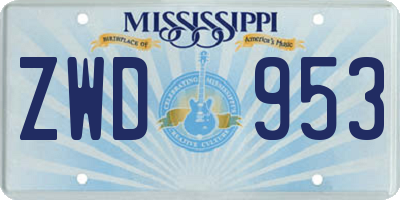 MS license plate ZWD953