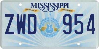 MS license plate ZWD954